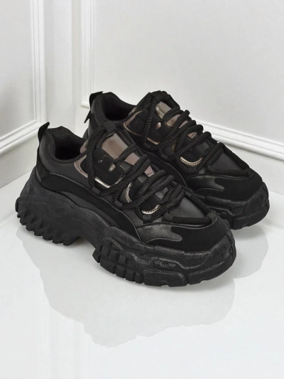 Aurelia Nero – Damen Chunky Sneakers aus ökologischem Leder Schwarz 6,5 cm