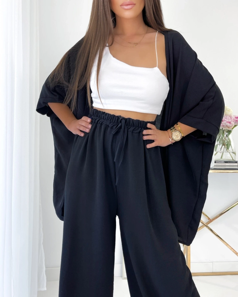 Royalfashion Schwarzes Damen Freizeit-Set