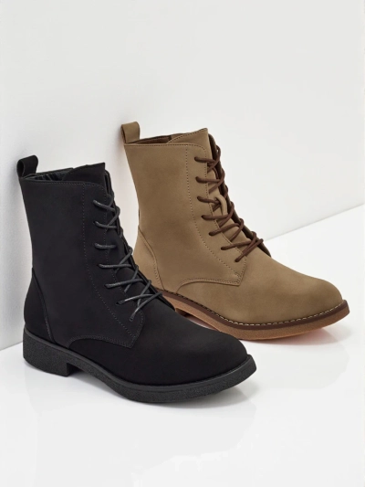 Matte Damen Schnürstiefeletten Treviline aus Öko-Leder