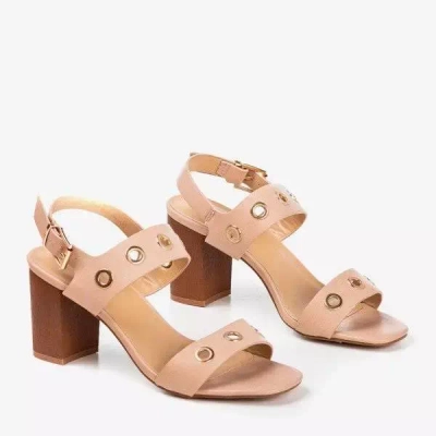 Hellrosa Sandalen auf einem höheren Pfosten mit Cangola-Ausschnitten - Schuhe 1