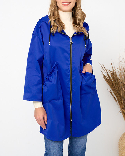 Marineblaue Damenjacke mit Kapuzenmantel - Kleidung