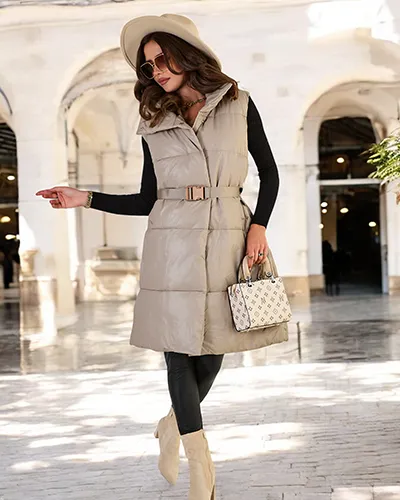 Royalfashion Довгий жіночий жилет зі шкіри