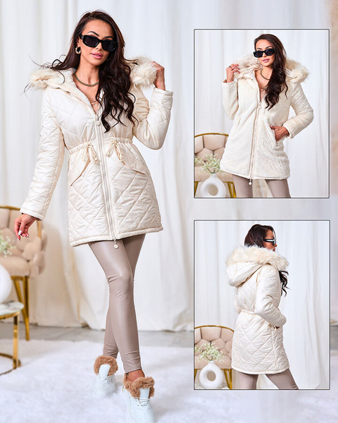 Royalfashion Damen Steppwinterjacke in ecru