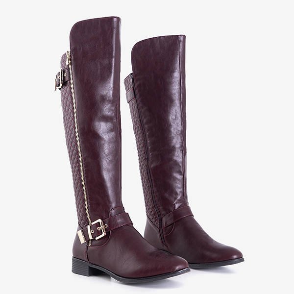 Burgunder gesteppte Damenstiefel in der Mitte der Wade Latonya - Schuhe