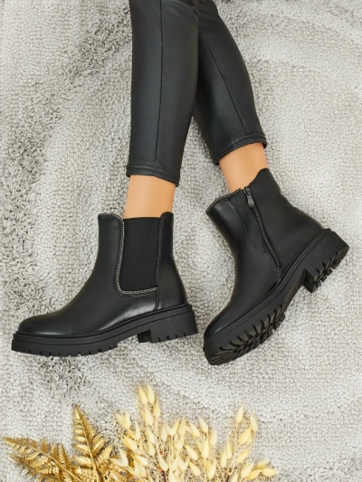 Stiefeletten aus Öko-Leder mit Zirkonia Novira
