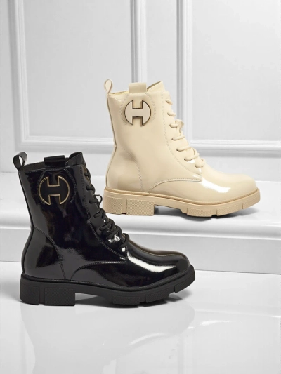 Lackierte Damen Schnürstiefeletten Kalen