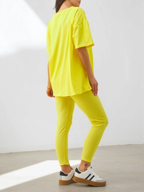 Royalfashion Котонова жіноча комплектація з короткими рукавами та легінсами