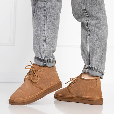 Hellbraune Damen-Schneestiefel mit Fell Miusho - Schuhe