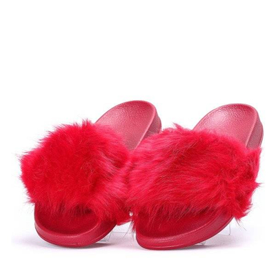 OUTLET Rote Hausschuhe mit Fell Millie-Schuhe