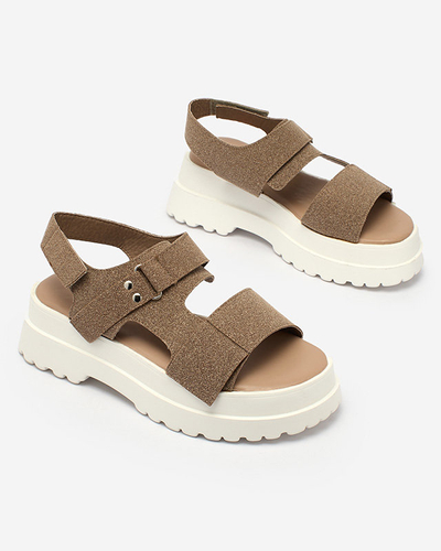 Royalfashion Темно-коричневі жіночі босоніжки на суцільній підошві Rederis