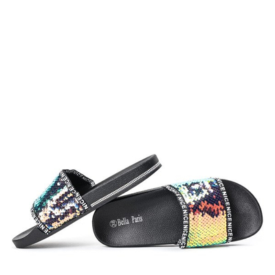 Black Summer Glow Sequins Slippers - Schuhe