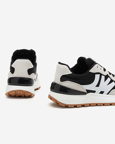 Schwarze Damenturnschuhe mit grauen Narisa-Einsätzen - Schuhe