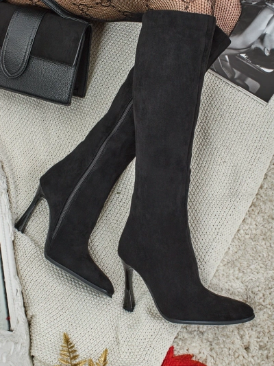 Damen Öko-Wildleder Stiefel mit Stilettoabsatz Arvelora