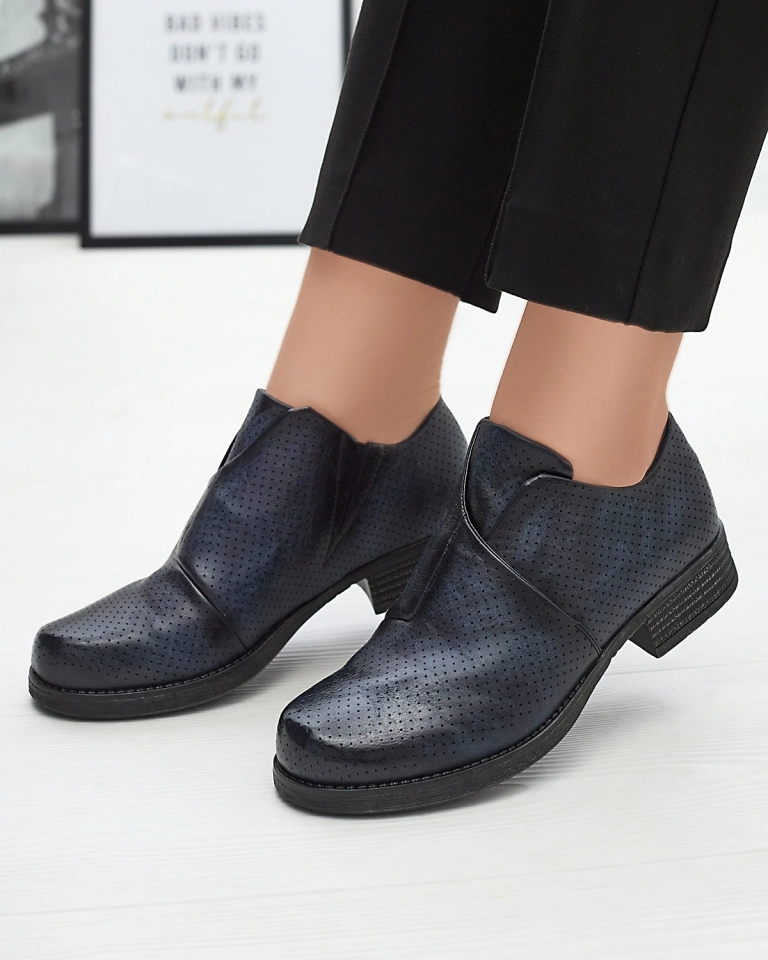 Royalfashion marineblau Damen Öko-Leder Halbschuhe Ilioppa