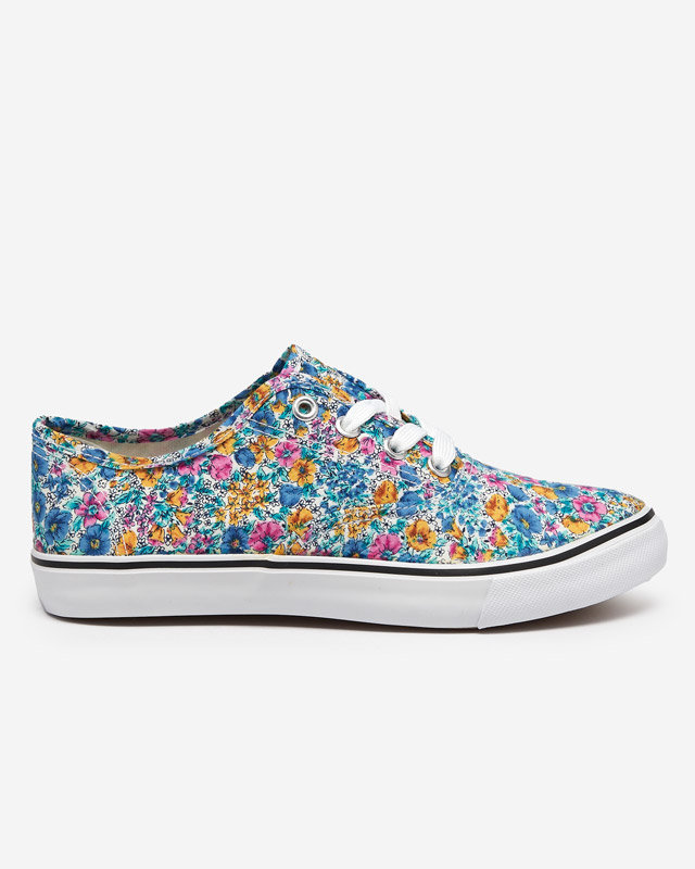 OUTLET Blaue Damensneaker mit Blumen Sertoli - Schuhe