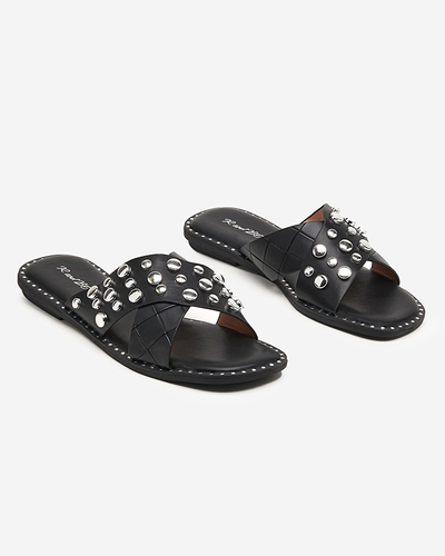 Schwarze Damenhausschuhe mit Strass Rokina - Footwear