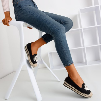Schwarze Espadrilles auf einer Plattform mit Kristallen Mraque - Footwear 1