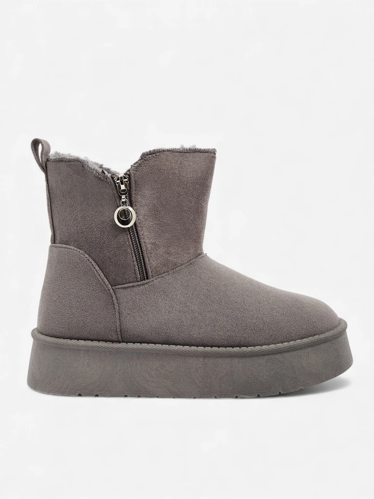 Damenstiefeletten Luna Grau Öko-Leder Elegant für den Winter