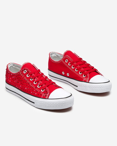 Damen-Sneaker mit farbigen Zirkonen in Rot Amando- Footwear