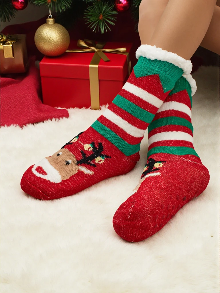 Damen Socken Rudolph Rot Fröhlich für den Winter