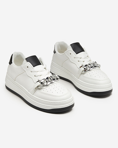 Schwarz-weißer Sportschuh für Damen Sneakers mit Kette Nevito - Schuhe