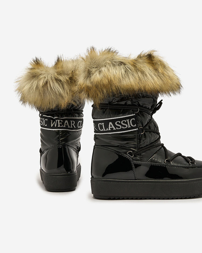 Royalfashion Schwarze Schlupfstiefel a'la Schneestiefel für Damen Gomllo