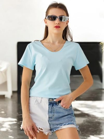 Royalfashion Damen Baumwoll-T-Shirt mit Spitze auf dem Rücken
