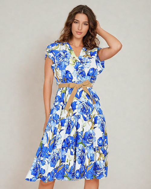 Royalfashion Жіноча сукня міді з квітковим візерунком