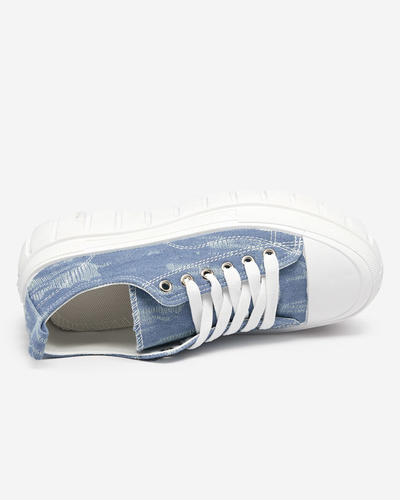 OUTLET Blaue Damen-Sneaker a'la Jeans auf der Resi-Plattform - Schuhe