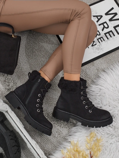 Damen Trapper Stiefeletten mit Fell Tessara