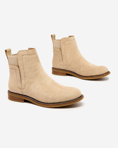 Royalfashion Beige Damen Öko-Wildleder Veysi Stiefel a'la sable Absätze