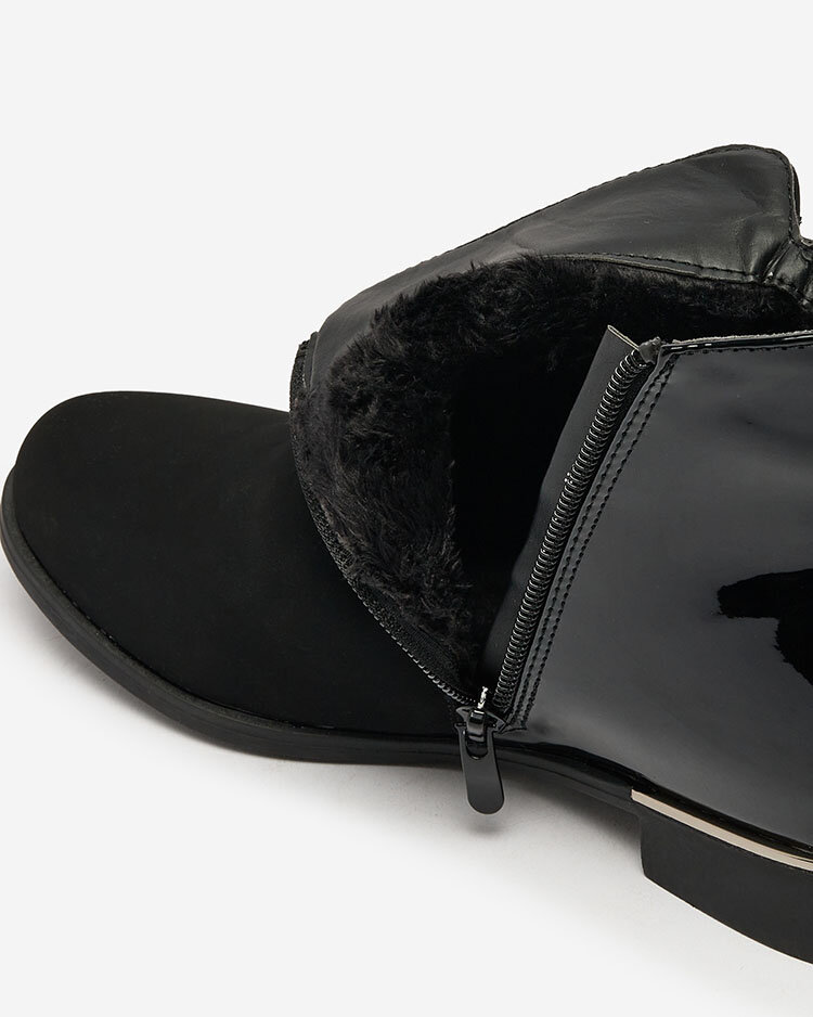 Royalfashion Schwarzer Damenstiefel mit Zirkonia Overlissa