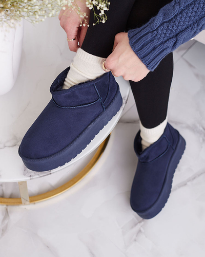 Royalfashion Marineblaue kurze Damenstiefel a'la Schneestiefel Teritsi