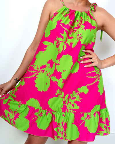 Fuchsia gemustertes Sommerkleid für Damen - Kleidung