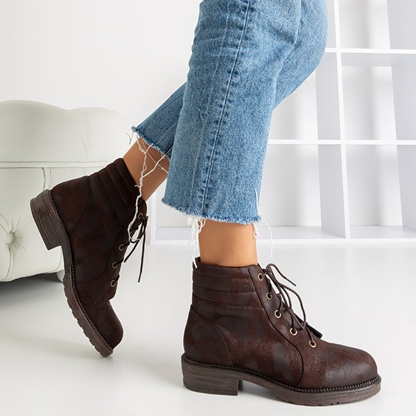 Dunkelbraune Damentaschen mit dekorativen Abrieb Tusyon - Schuhe