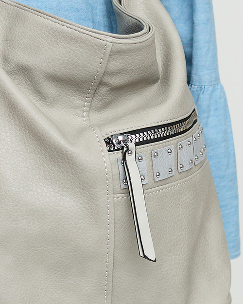 Жіноча сіра сумка-шоппер зі стразами - Аксесуари