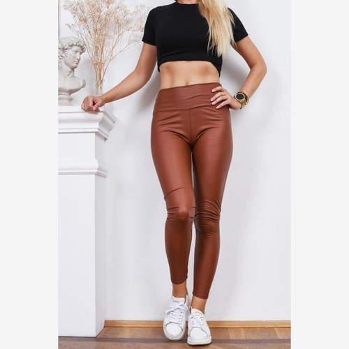 Коричневі легінси з високою талією - Штани