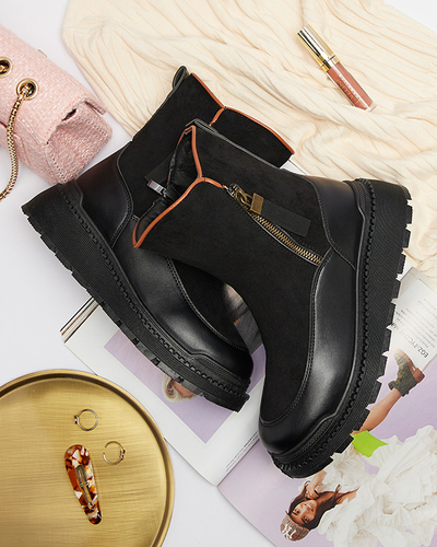 Schwarze Damenstiefel mit flachem Absatz Mefina- Footwear