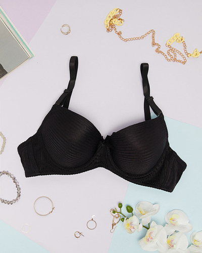 Schwarz gemusterter Push-up-BH für Damen - Unterwäsche