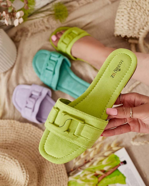 Royalfashion Neongrüne Damen Flip-Flops mit Schnalle Rydr