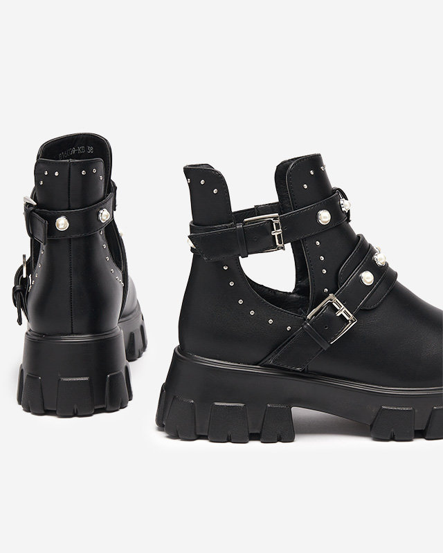 Schwarze Damenstiefel mit fester Sohle Itreff- Footwear