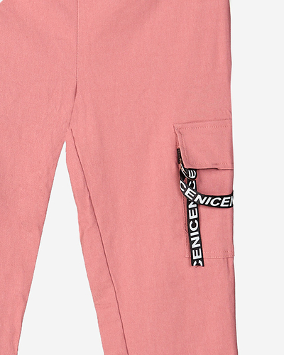 Dunkelrosa Damen-Cargohose mit Gürtel - Kleidung