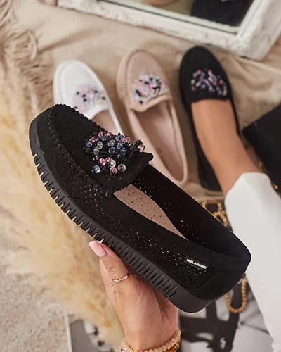 Royalfashion Durchbrochene Mokassins mit Perlen Namis