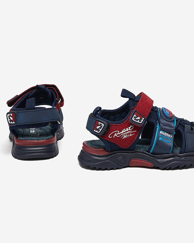 Marineblaue und weinrote Jungensandalen mit Klettverschluss Roser-Footwear