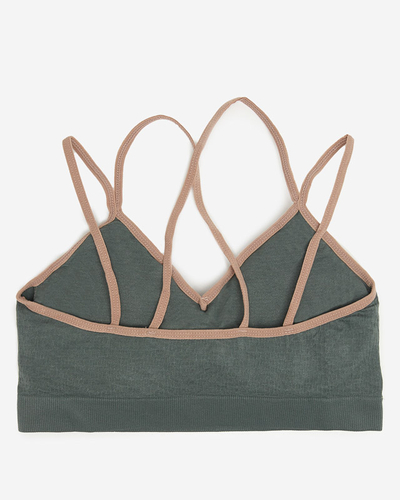 Dunkelgrüner Damen-Sport-BH mit dünnen Trägern - Underwear