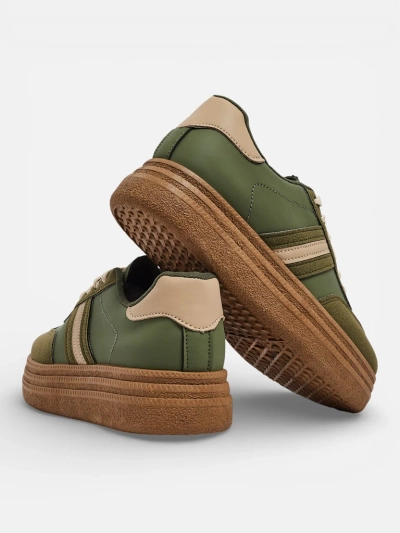 Damen-Sneakers Flora Grün Ökologisch Bequem für den Frühling