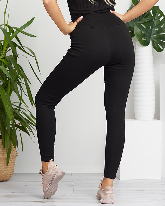 Schwarze klassische Damen-Leggings aus Baumwolle - Kleidung