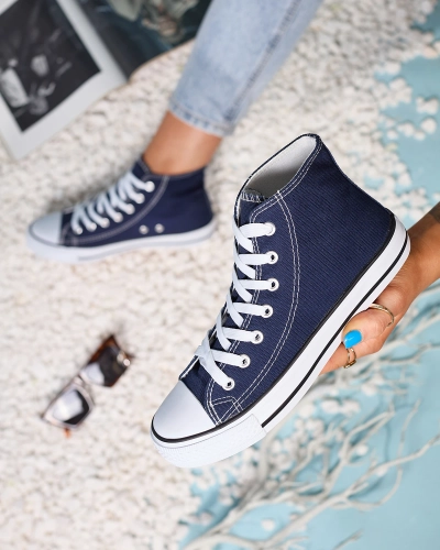 Marineblaue hohe Damen-Sneakers Elavvi - Footwear