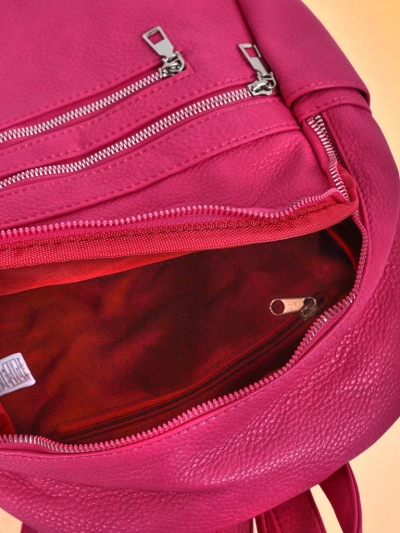 Damen Rucksack Calista Fuksja RoyalModa aus Öko-Leder, geräumig für A4
