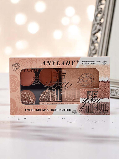 Palette mit 4 Glitzer-Lidschatten und Highlighter Ruby Glamour